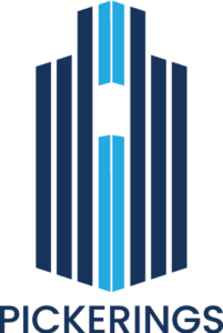 Pickerings dark Blue and light blue Logo